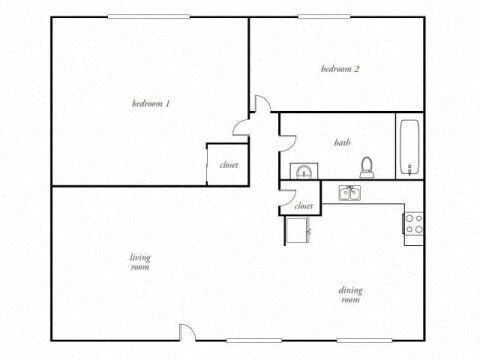 2 bedroom 1 bathroom floor plan